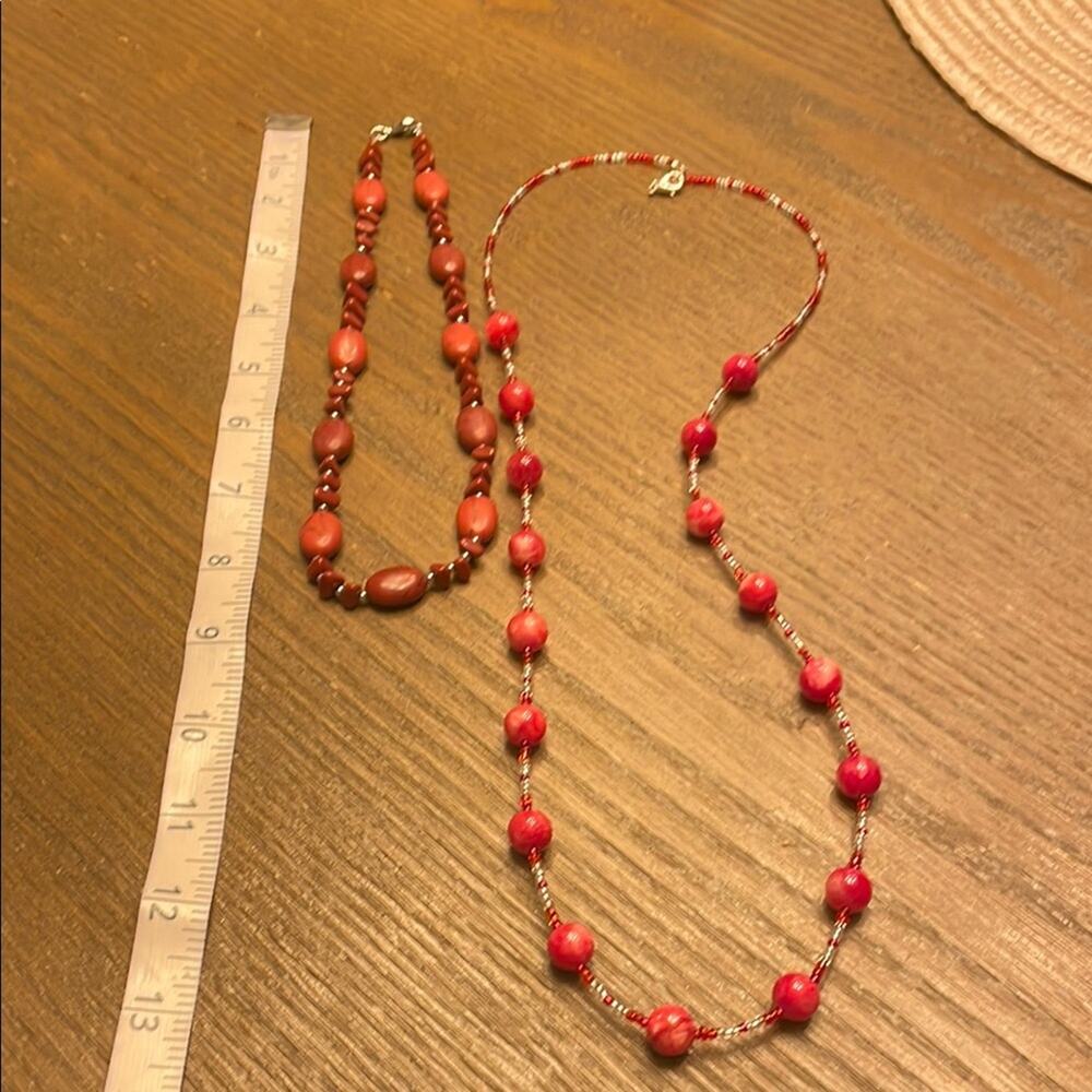 Oval red Howlite headstone and shard head necklace and extra gift necklace
